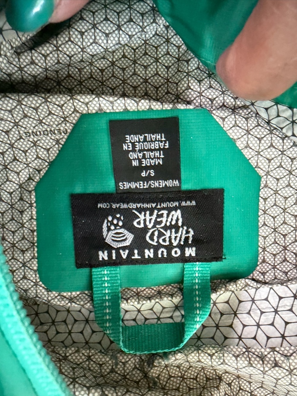 Mountain Hardwear Teal Lightweight Hooded Rain Jacket - Picture 5 of 8